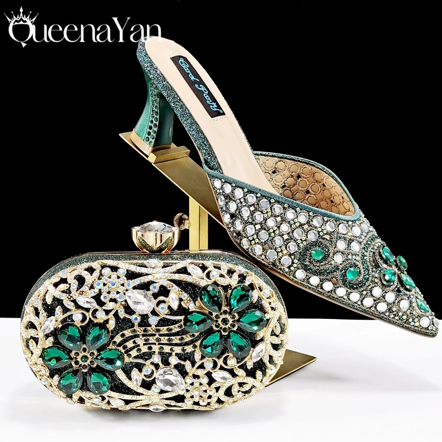 2025 INS FANTATIC BLUE Rhinestone-encrusted Sex Ladies Shoes / MATCHING  SPARKING MINI BAG (SPECIAL COLLECTION)