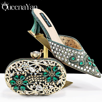 2025 INS FANTATIC BLUE Rhinestone-encrusted Sex Ladies Shoes / MATCHING  SPARKING MINI BAG (SPECIAL COLLECTION)