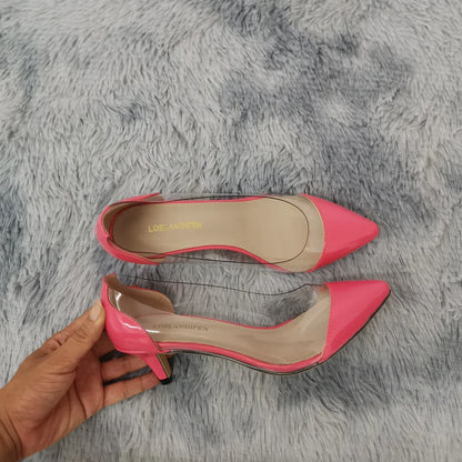 Women Pumps Spring Autumn PVC Transparent 5cm Low Heels Sexy Pointed Toe Slip-on Thin High Heels Party Wedding Shoes