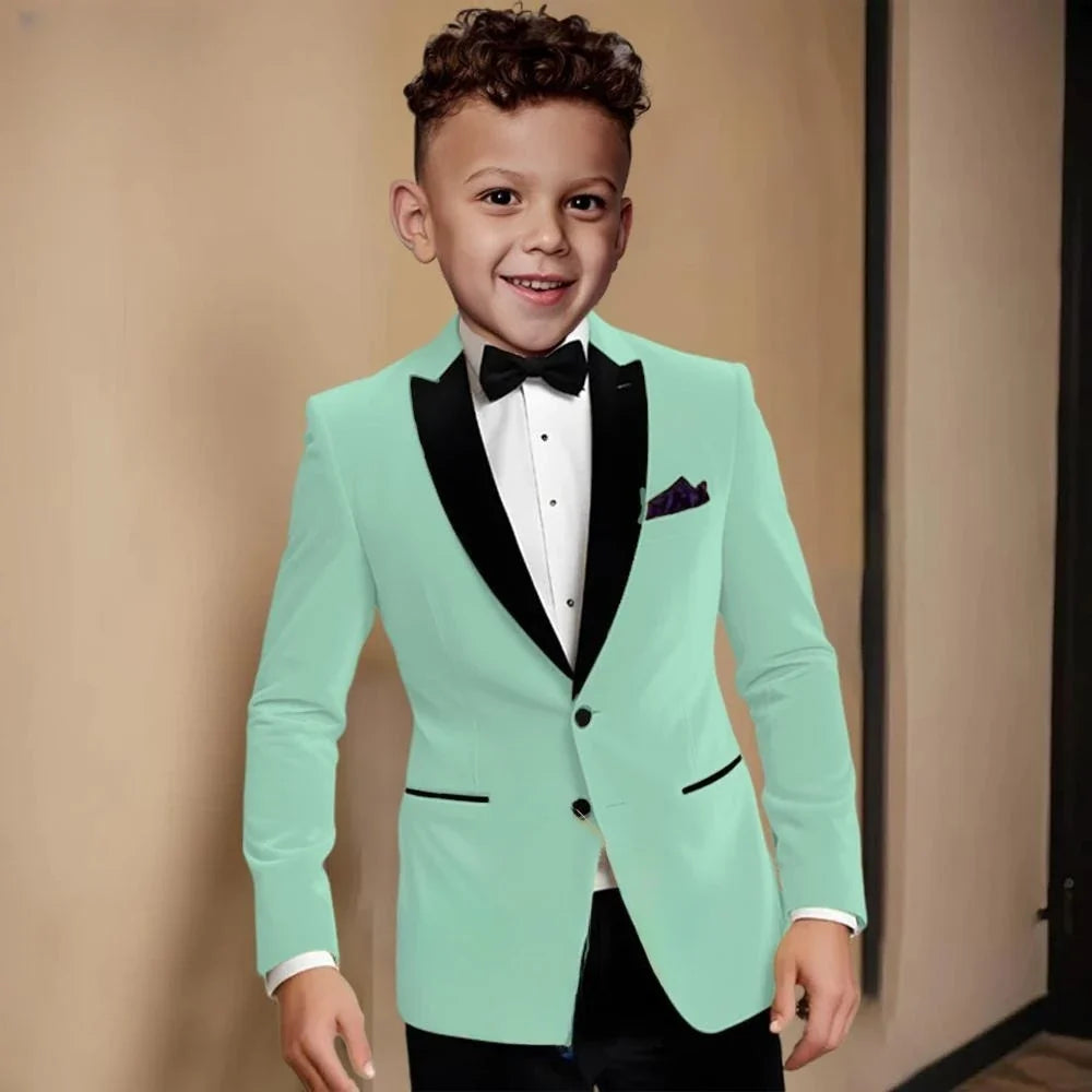 Fashionable Velvet Collar Boys Slim Fit Suits 2 Pieces Host Costumes,Elegant Formal Kids Suit Set Birthday Party Outfit 2-20T