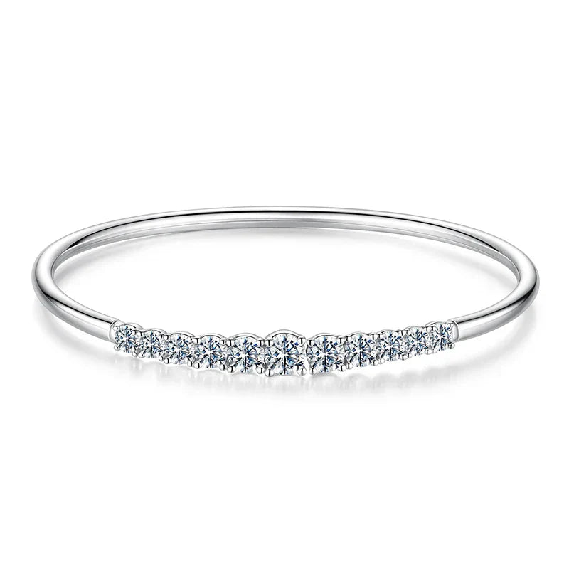 3.6CTTW Moissanite Bar Bracelet Adjustable Wrist Cuff Open Bangle 925 Sterling Silver for Women Wedding Gift Round Cut