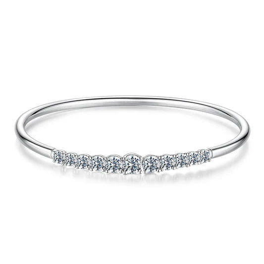Bracelet-jonc ouvert ajustable avec barre de Moissanite 3.6CTTW en argent sterling 925 pour femme, cadeau de mariage, coupe ronde