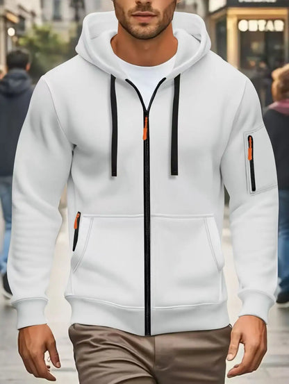 Men's Autumn Winter Sports Zipper Hoodie with Kangaroo Pocket Breathable Casual Wear for Running Hiking Outing Dating Gym