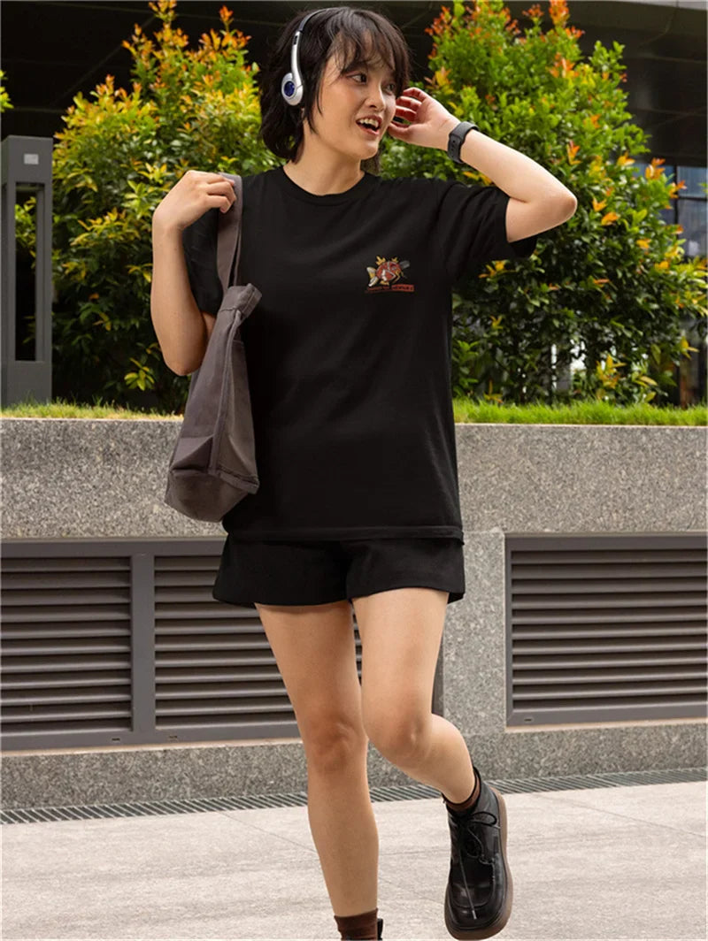 Hip Hop Streetwear Harajuku T-shirt Japanse Kanji Fish Print T-shirt 2024 Mannen Katoen Casual Korte Mouw T-shirt Japan Stijl