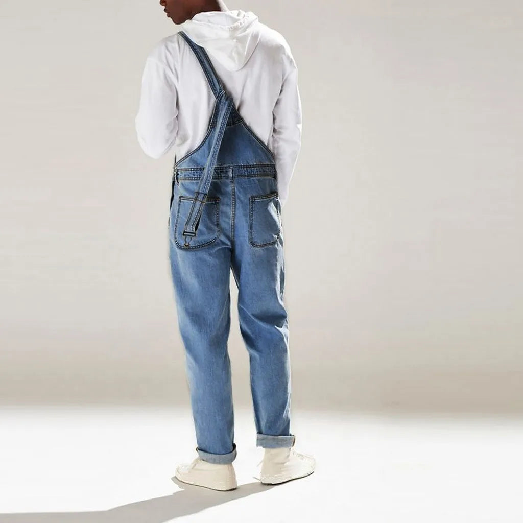 Men Pocket Jeans Overall Jumpsuit Streetwear Overall Suspender Pants Baggy Denim Harajuku Loose Pant Breathable Long Trousers