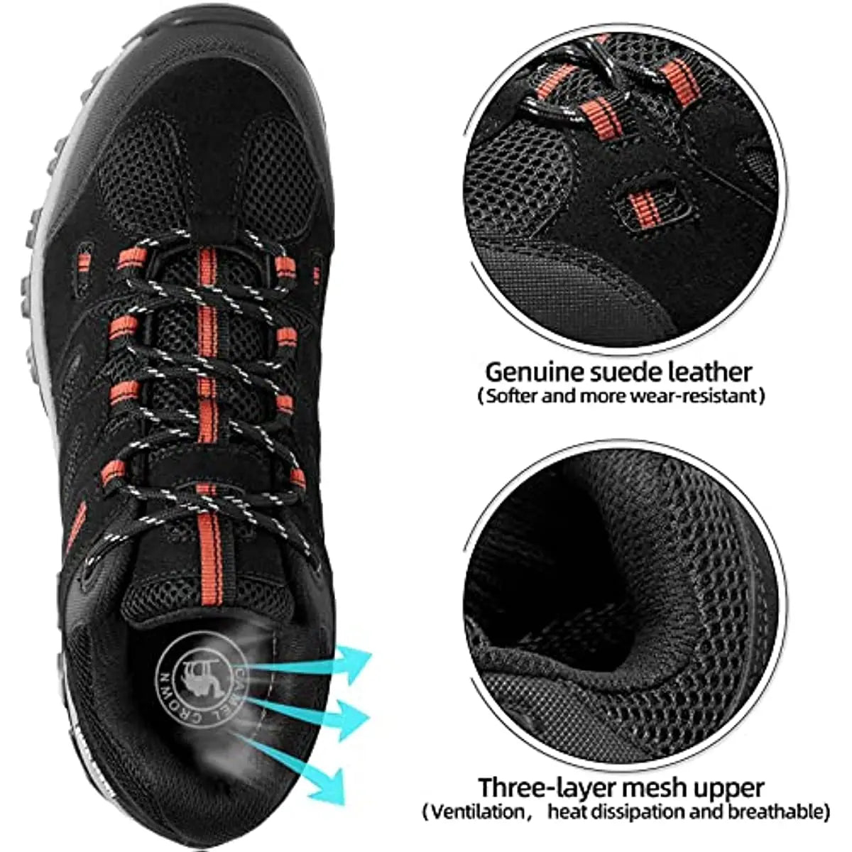 Men's Hiking Shoes Lightweight Trekking Shoes Non-Slip Breathable Outdoor Sneakers for Trail Running Walking