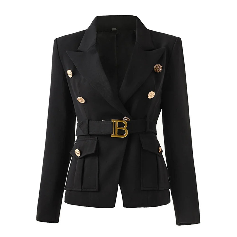 9 Colors Factory Customize Luxury Quality Classic Style Office White Black Women Pocket Blazers with Blet