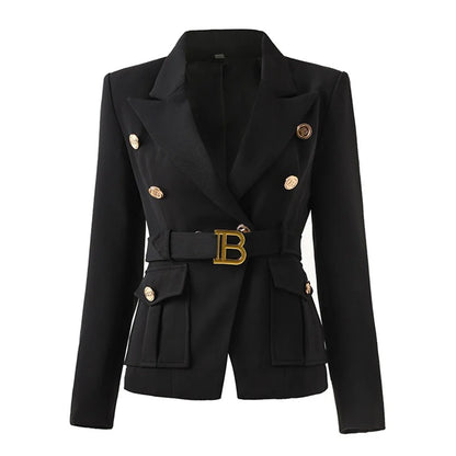 9 Colors Factory Customize Luxury Quality Classic Style Office White Black Women Pocket Blazers with Blet