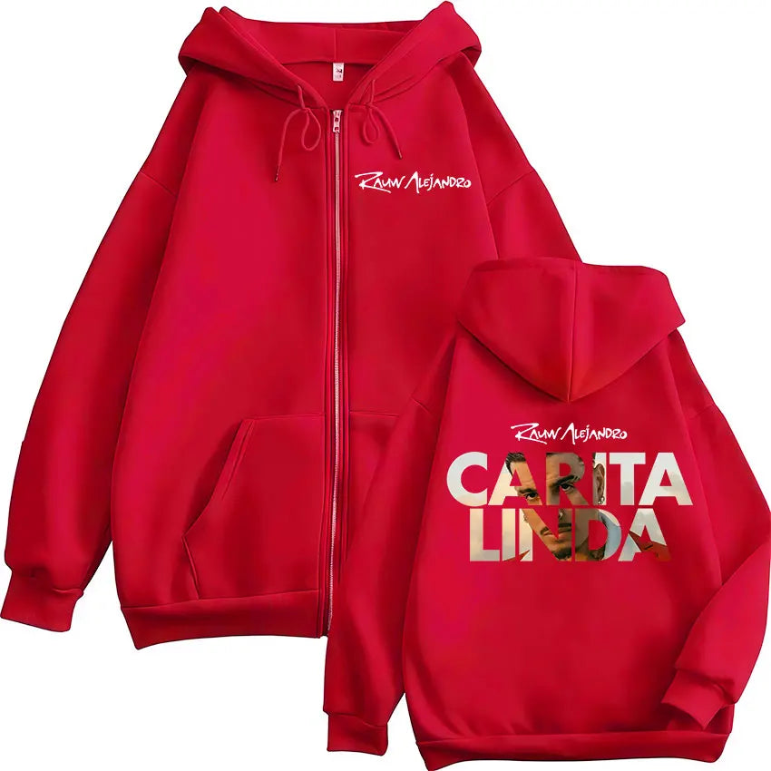Rauw Alejandro Carita Linda 2025 New Album Zipper Hoodies Men Women Clothing Fashion Long Sleeve Zip Up Sweatshirts Jacket Coats