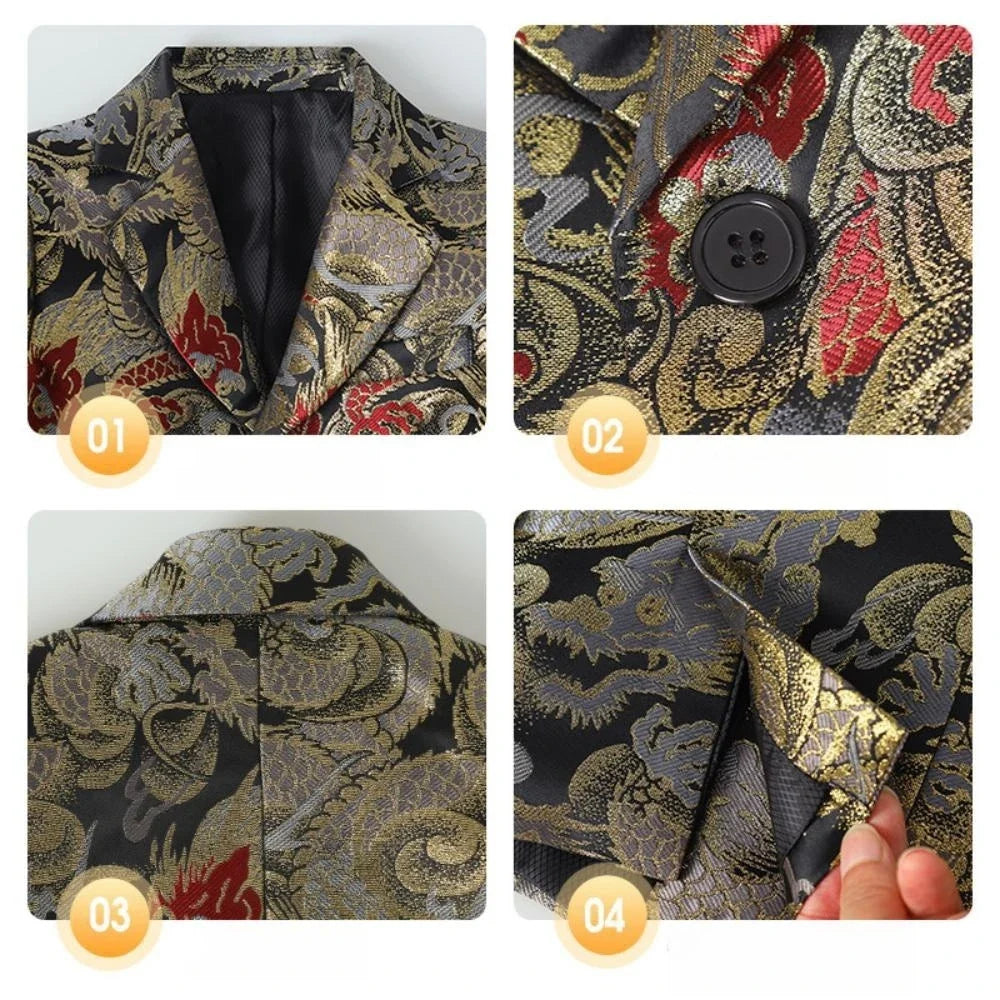 New Exquisite Jacquard Suit Set 3 Pieces Wedding Ring Bearer Outfit Notched Lapel Kids Slim Fit Suits Peformance Wear