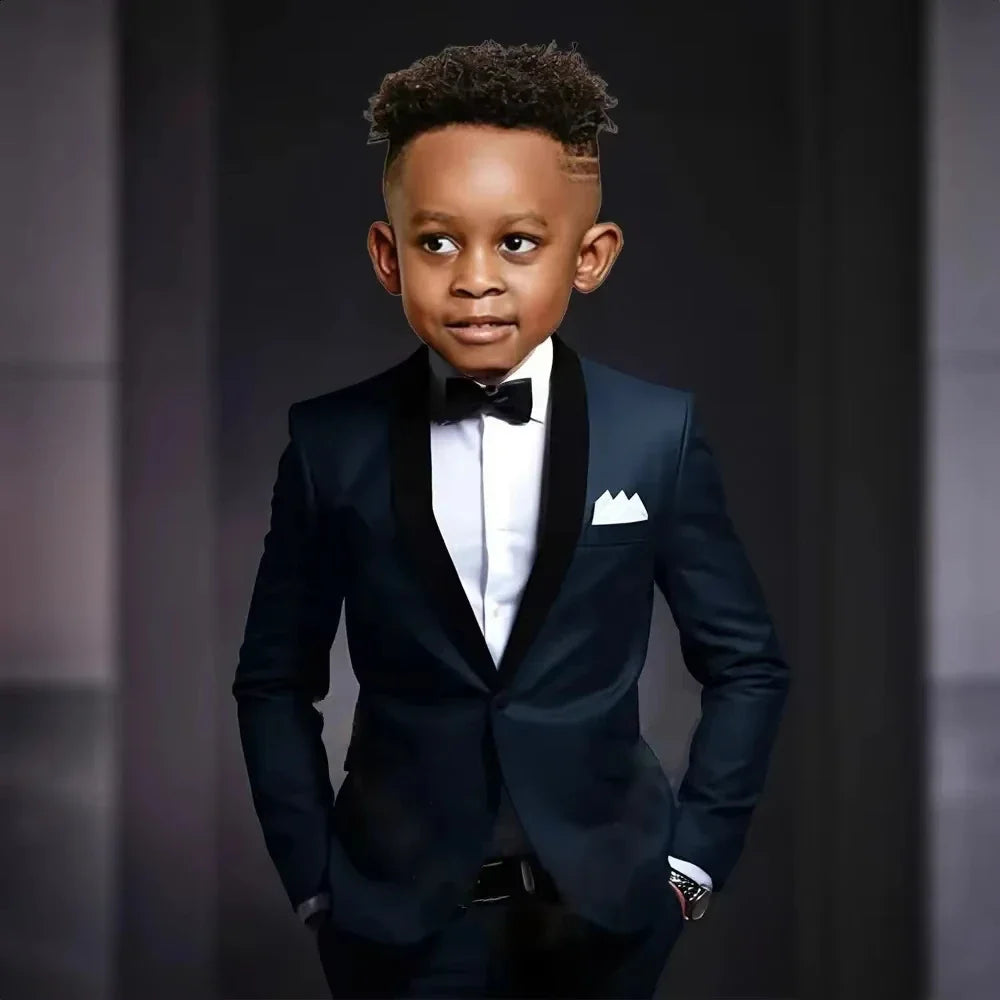 New Kids Suit Set 2 Pieces Jacket Pants Wedding Ring Bearer Outfit,Elegant Shawl Lapel Boys Suits Piano Performance Wear