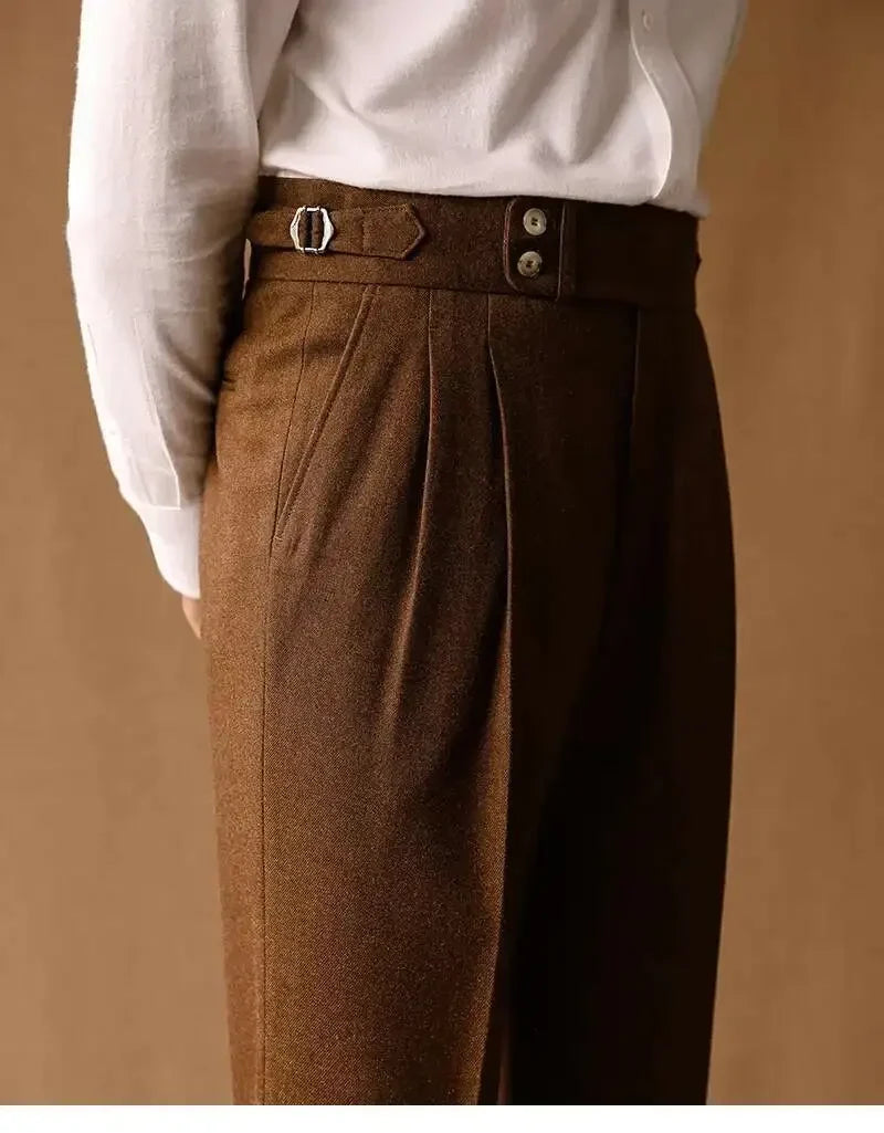Business Pants Men Gentlemen Italian Naples Social Trousers Office-trouser Retro Casual Suit Pant Men Straight Dress Pants 2026