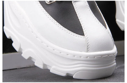 White High Top Board Boots for Men Thick Soled Men Boots with Elevated Height Inside Outdoor Casual Versatile High-top Shoes
