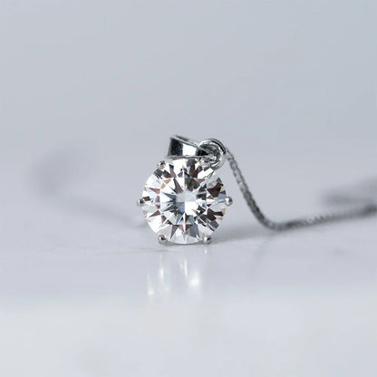 0.5-10CT Real Moissanite Pendant Necklace For Women D Color Round Diamond Necklace 925 Sterling Silver Classic Bride Jewelry