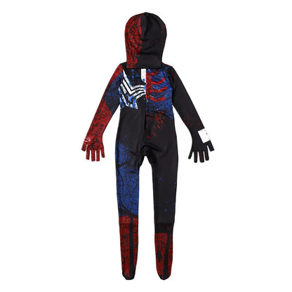 Kids Superhero Costume Spider  Full Body Suit with Mask Role Play Outfit for Halloween Party Performance