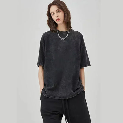 Unisex Oversized Anime Washed T-shirt Men One Piece Streetwear Women Short Sleeved Graphic Tee Summer Harajuku Casual Top HipHop