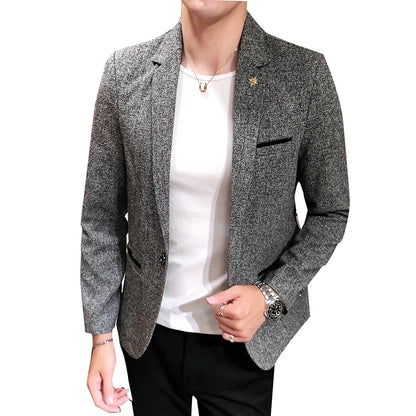 Blazer Boutique Men's Solid Color British Style Fashion Casual Business Job Interview Gentleman Party Best Man Dress Suit Blazer