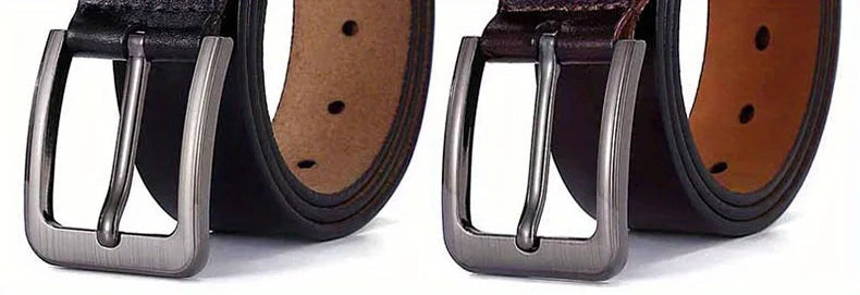 Belt for Men Original Genuine Leather Alloy Metal Pin Buckle Waist Belt Straps Plus Extra Size 105 110 120 130 140 150 160 170cm