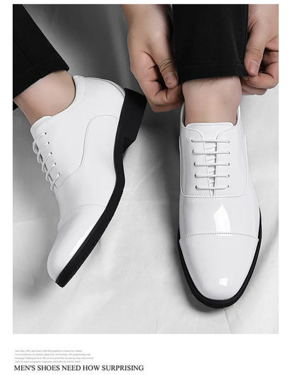Korean Black White Leather Shoes for Men Big Size Business Casual Shoes Male Spring Autumn Lace Designer Fashion Shoe Man