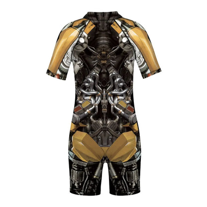 Children One Pieces Swimsuit Superhero 3D Print Playsuit Child Short Sleeve Swimwear Beach Bathing Suit Swim Wear For Boys Girls