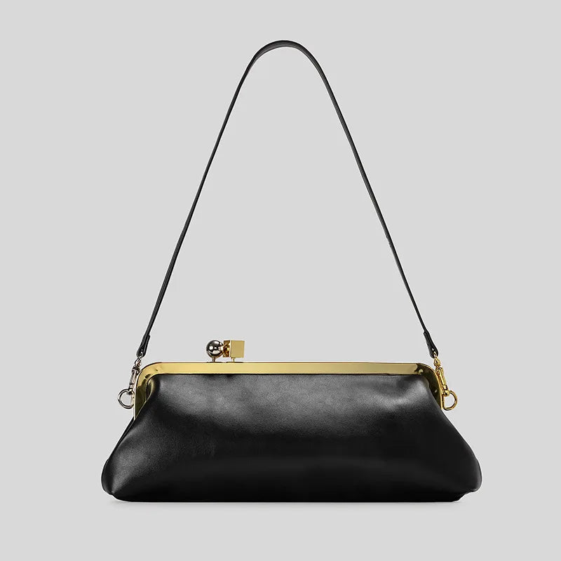 Fashion Long Clutch Bag for Women Luxury Designer Kiss Lock Women Shoulder Bags Elegant Party Purses Trend Underarm Bag 2025