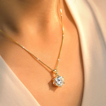 Pass Diamond Test 1.0ct–5ct Moissanite Necklace Sparkling Solitaire Pendant Necklaces for Women Wedding Party Jewelry Gift