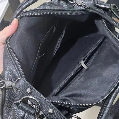 Spice Girl Carved Leather Buckle Bag Large Capacity PU Fashion Rivet Cool Handbags Oblique Straddle Portable Punk Tote Bags