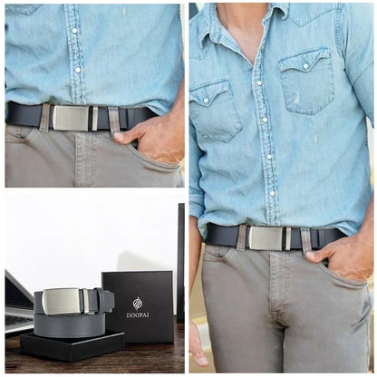 New Mens Belt Automatic Genuine Leather Luxury Belt of Men Male Metal Automatic Buckle Designer High Quality Waist Belt Black