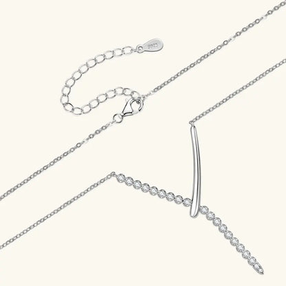 Full Round Moissanite Y-shaped Pendant Necklace for Women S925 Sterling Silver Chain Fine Jewelry Gift with Certificate