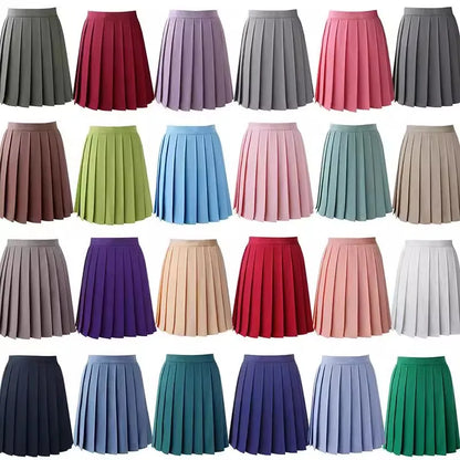 Women High Waist Pleated Midi Skirt Y2k Summer Knee-length Preppy Style Harajuku  Hot Street School Cosplay Casual Female Faldas