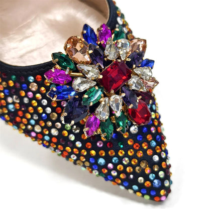 Nigerian Women Heel Party Ladies Italian Design Shoes And Bag Set Decorated with Rhinestone Handbag Wedding Party