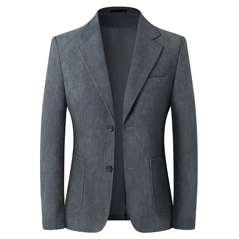 2026 Spring/Fall Men's Blue Suit Jacket, Black Long-Sleeve V-Neck Single-Breasted Formal Coats, Asian Fit Slim Cut.