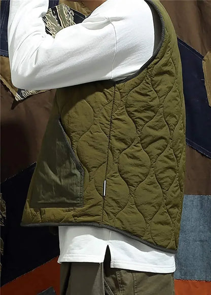 Vintage Cotton Padded Vest Mens Sleeveless Quilted Jacket Thick Warm Casual Working Outerwear Men Autumn Winter