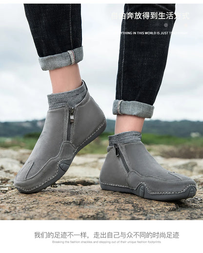 DBECK Men Sneakers Casual Shoes Male High Top Sneakers Winter Warm Designer Fashion Loafers Lace Up Shoes Men Ankle Boots