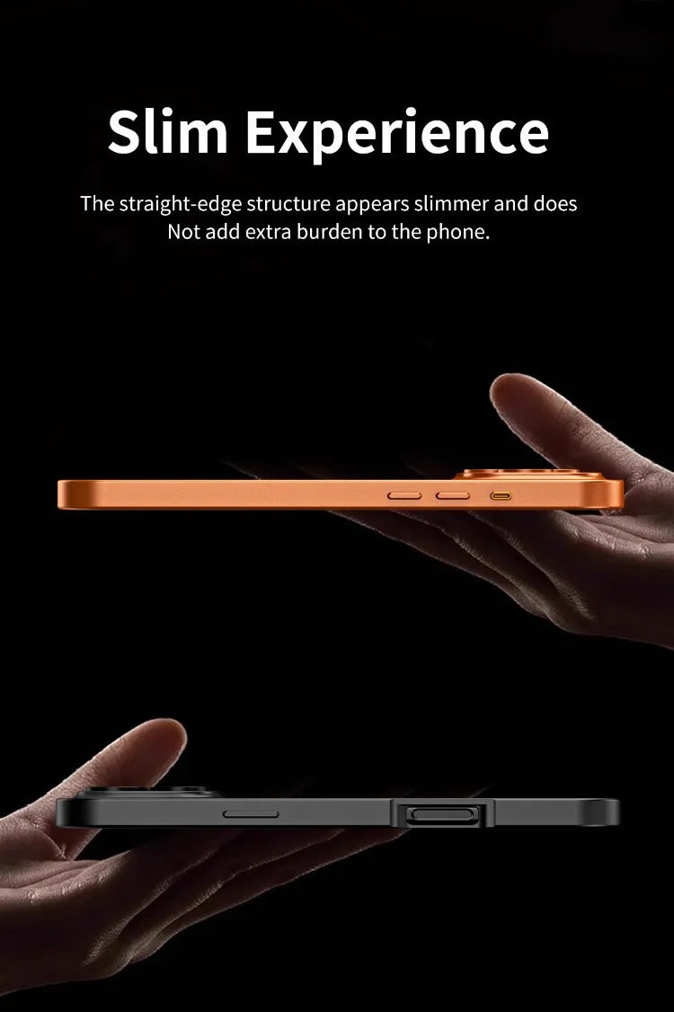 For iPhone Air, 17 Pro Max Magnetic Case ELVEV Anti-fingerprint Alloy Snap Buckle Phone Cover with Alloy Lens Ring Film