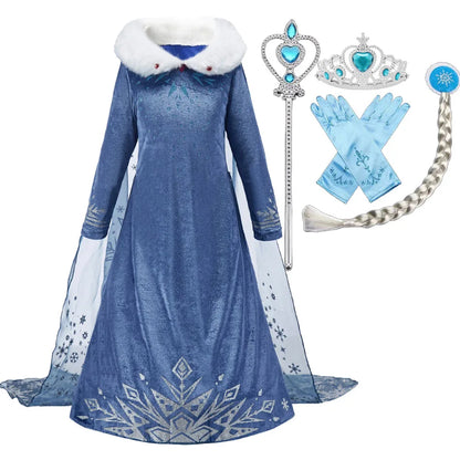 Elsa Anna Snow Queen Dress for Girls Princess Costume Birthday Halloween Christmas Carnival Outfit Kids Cosplay 2-8Y Vestido