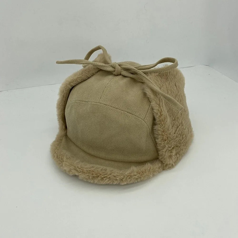 Trendy Faux Fur Winter Hat Thick Warm Faux Fur Hat Lamb Wool Bomber Hat Winter Season for Men and Women