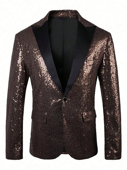 European and American Hosting Performance Dress High End Men's Gold Sequin Suit Korean Version Slim Fit Studio Suit Jacket