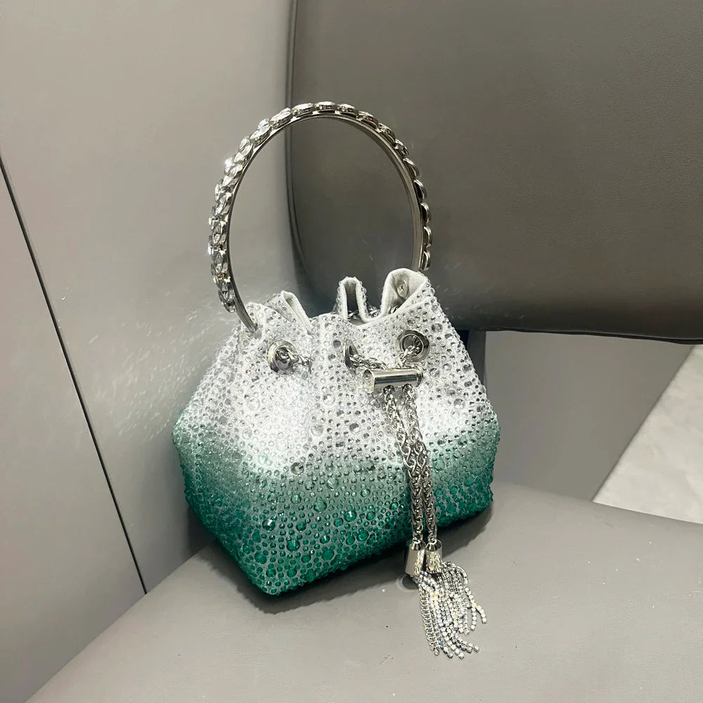 Handle Rhinestones Evening clutch Bag Purses and handbag luxury Designer shoulder bag Shiny Crystal Clutch purse bucket bag