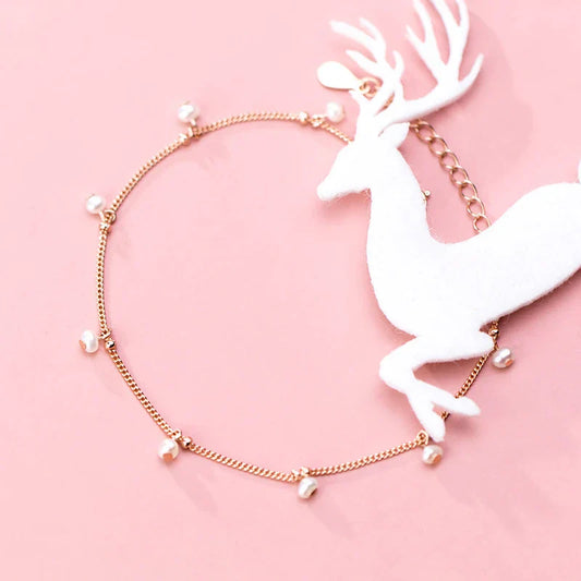 Élégant bracelet de perles naturelles, authentique bracelet à maillons en argent sterling 925 avec pendentif breloque pour femme, bijoux raffinés