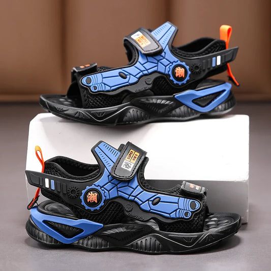 Kids Mecha Robot Style Closed Toe Sandals Adjustable Straps Breathable Summer Shoes for Boys Outdoor Beach Casual Sports Sneaker