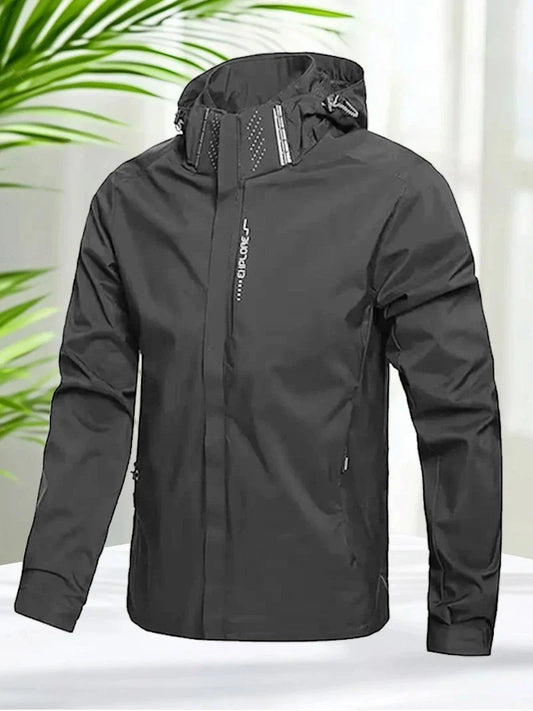 Waterproof Jacket Men Outdoor Windbreaker Jacket Removable Hooded Full Zip Coats Men Lightweight Softshell Outerwear Spring Fall
