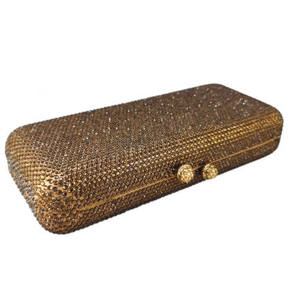 Women Brown Crystal Evening Bag Formal Party Dinner Rhinestone Handbags and Purses Bridal Diamond Clutch Purse