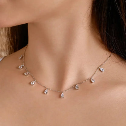 0.5carat Pear Cut Moissanite Diamond Drop Necklaces for Women 925 Sterling Silver Bridal Neckchain Fine Jewelry with Certificate