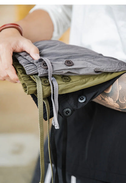Outdoor Men's Quick-Dry Shorts Lightweight Casual Elastic Waist Drawstring Shorts Loose Fit Running Contrast Summer Shorts