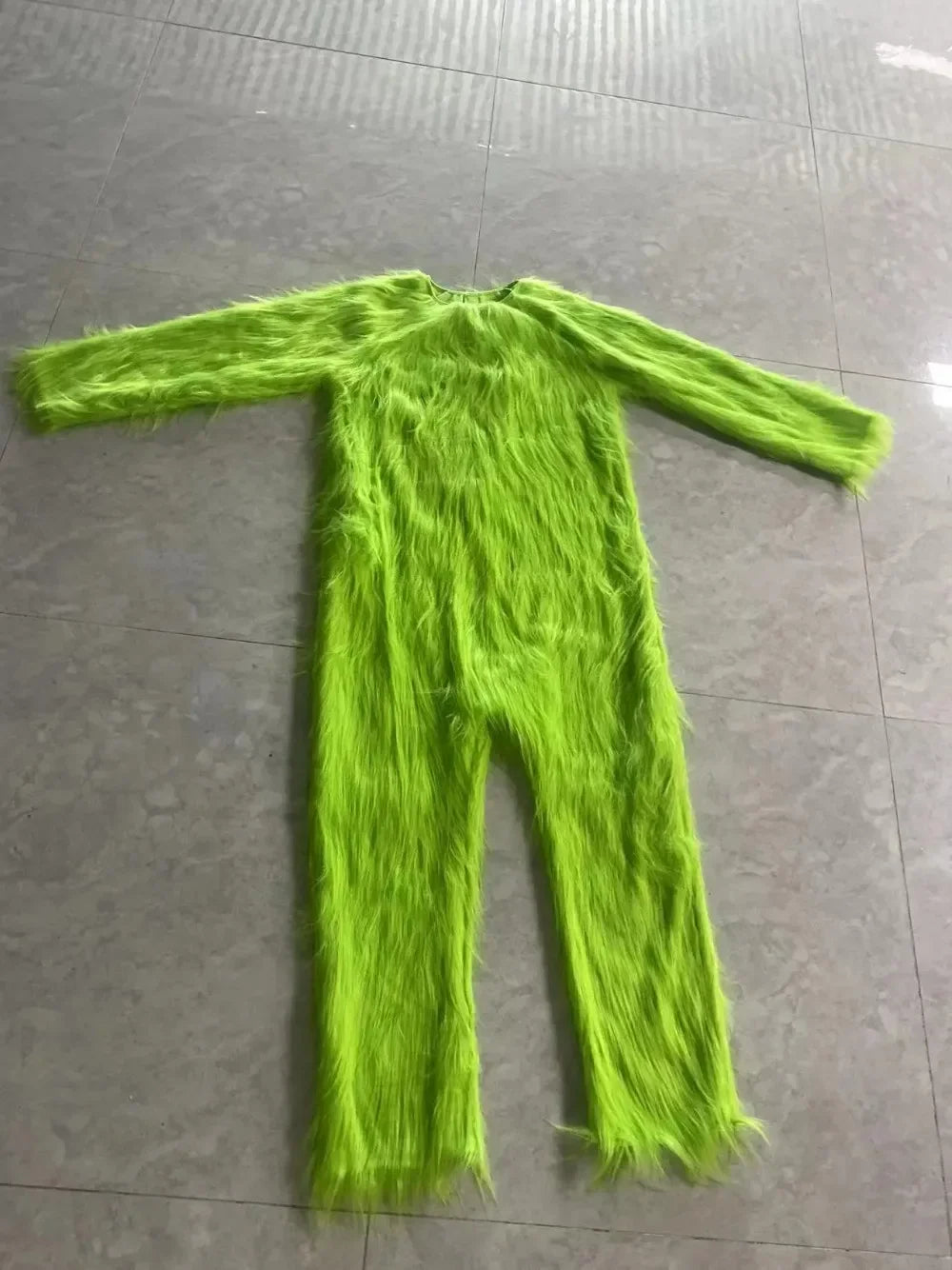 Christmas Green Fur Monster Santa Claus Monster Cosplay Costume Disguise Unisex Xmas Party Halloween Carnival Party Roleplay