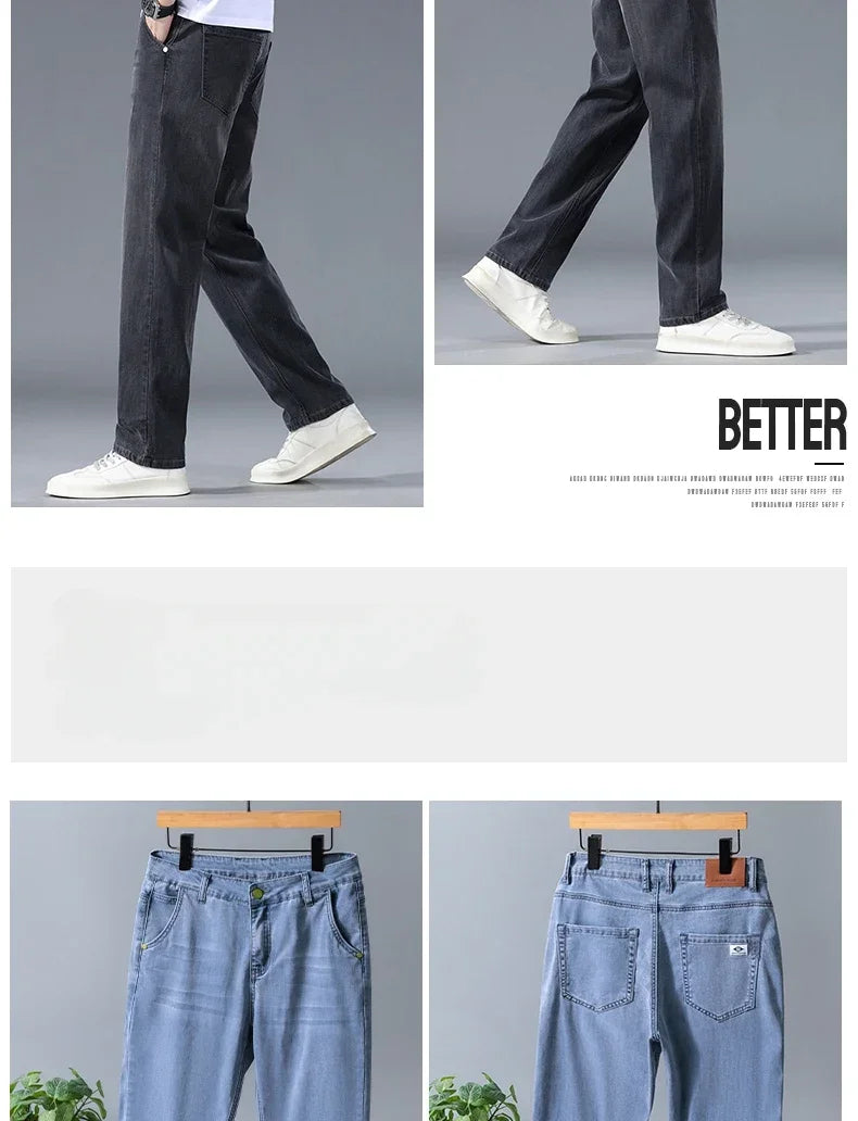 Business Jeans Men's Spring Thin Casual Straight Fashion Loose Brand Pants Comfortable Male Denim Trousers