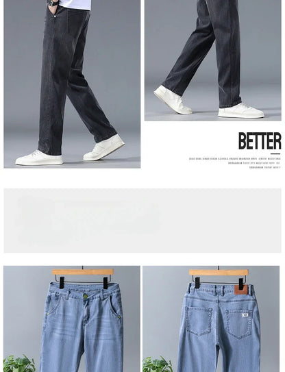 Business Jeans Men's Spring Thin Casual Straight Fashion Loose Brand Pants Comfortable Male Denim Trousers
