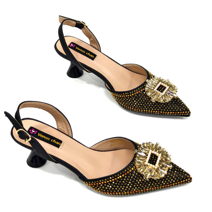 2026 Elegant Nigerian Women's Party Shoes & Matching Handbag Set - Medium Heel, Pointed Toe Footwear for Special Occasions