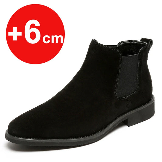 2026 Men Elevator Shoes Chelsea Boots 6cm 8cm Invisible Inner Increase Shoes Man Height Increasing Shoes Suede Leather Men Boots